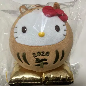 헬로키티 2026년 말띠 봉제 인형 수량 한정품 야쿠르트 골드 컬러 방석