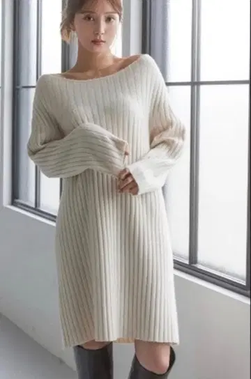 SNIDEL 리브 오프숄더 원피스