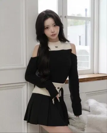 숄더 오픈 니트 셋업