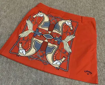 캘러웨이 오렌지 말 무늬 A라인 스커트 M