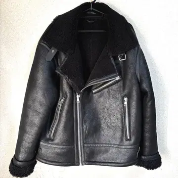 ZARA 자라 더블 라이더스 페이크 무스탕 자켓 B-3 보아 L