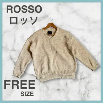 ROSSO 로쏘 프리 사이즈 베이지 리브 메쉬 니트 스웨터 긴팔