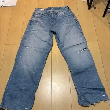 ZARA 데미지 데님 페인터 배기 데님