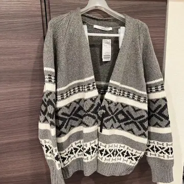 기하학 패턴 그레이 가디건 F 사이즈