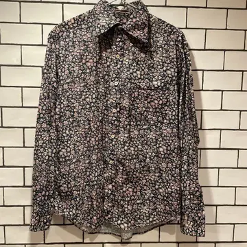 남성용 꽃무늬 코튼 긴팔 셔츠