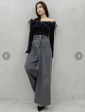 dazzlin 더즐린 새상품 택 포함 블랙 와이드 팬츠 데님