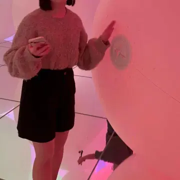 긴팔 니트 & 숏팬츠 세트 Heim 베이지 핑크 모코모코 블랙