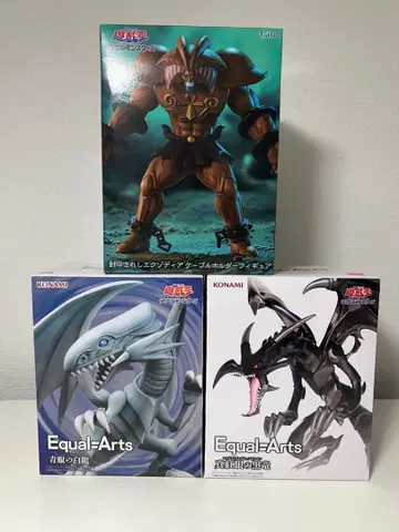 유희왕 엑조디아 푸른 눈의 백룡 붉은 눈의 흑룡 피규어 3체 세트