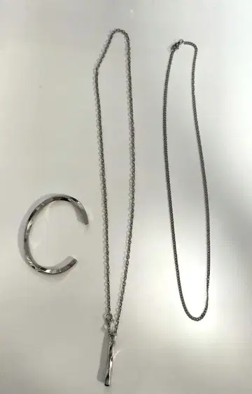 심플 남성용 실버 체인 목걸이 뱅글