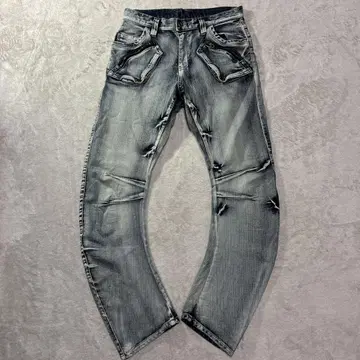 00s Y2K PPFM 3D banana 빈티지 가공 바나나 데님 팬츠