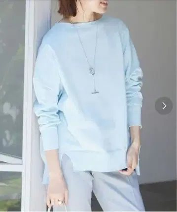 이에나 IENA 코튼 스트레치 NEO 와이드 긴팔 풀오버 색스 블루