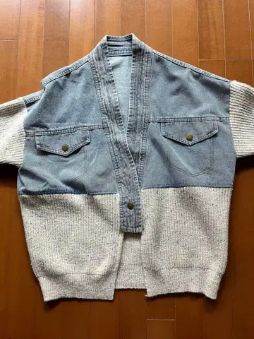 데님 니트 가디건