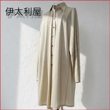 이타리야 셔츠 원피스 라메 돌먼 슬리브 골드 버튼 드레스 셔츠