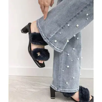 RANDA 3WAY 퍼 벨트 뮬 샌들