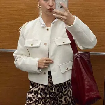 SHEIN 트위드 자켓 화이트