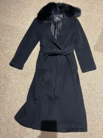 블랙 롱 코트 퍼 포함