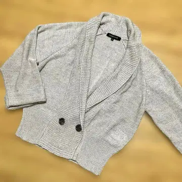 새상품 로트레아몽 그레이 더블 버튼 니트 라메 믹스 가디건 일본제
