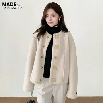 다크 엔젤 리버서블 보아 페이크 무스탕 자켓 아이보리