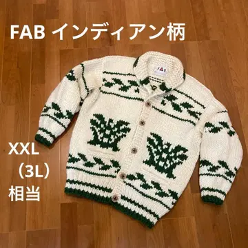 레어 캐나다제 FAB 100% 버진 울 카우친 스웨터 인디언