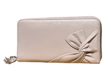 질스튜어트 라운드 지퍼 장지갑 리본 핑크