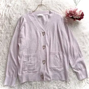 스나이델 홈 오픈 하트 버튼 가디건 옅은 핑크 F