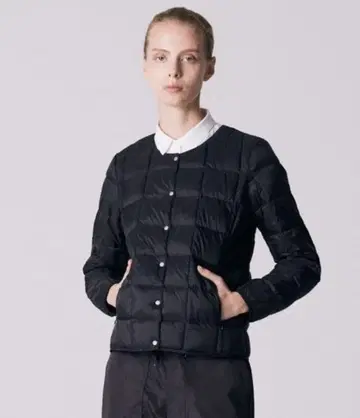 TAION 베이직 크루넥 버튼 이너 다운 자켓