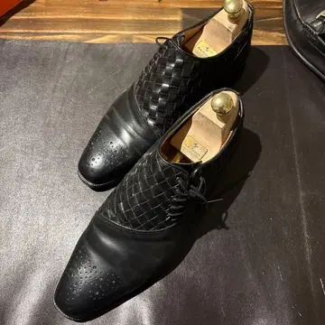 블랙 가죽 뜨개질 드레스 신발