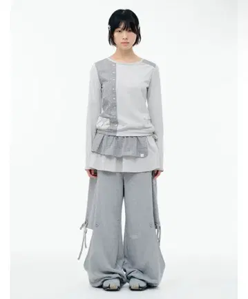 [TUOMIO] CHECK MIXED JERSEY DRESS