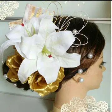 카사블랑카 x 골드 장미 머리 장식 결혼식 성인식