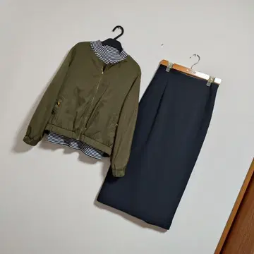 묶음 판매*코디 판매*깔끔 캐주얼*MA-1*보더 T*블랙 스커트*맘