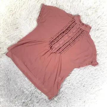 SISLEY 시슬리 [ S ] 슬리브리스 블라우스 프릴 히요쿠 핑크 계열