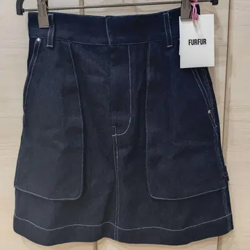 미사용 새상품 FURFUR 다크 데님 미니 스커트