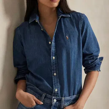 랄프 로렌 슬림 핏 데님 셔츠 사이즈 0