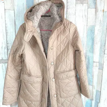 매킨토시 보아 퀼팅 코트 베이지 34 S 후드