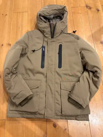 다운 자켓 후드 브라운 브라운 후드티 베이지 카키