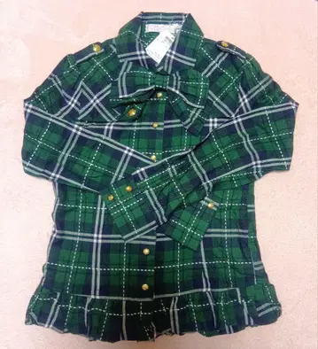 투라라 리본 포함 체크 셔츠 블라우스