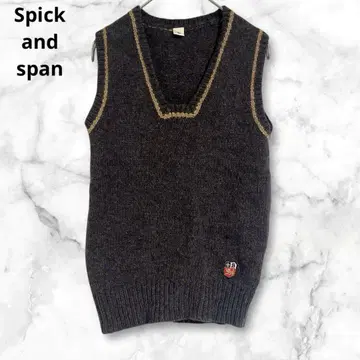 스픽 앤 스팬 브라운 니트 베스트 울 100% S 상당 심플