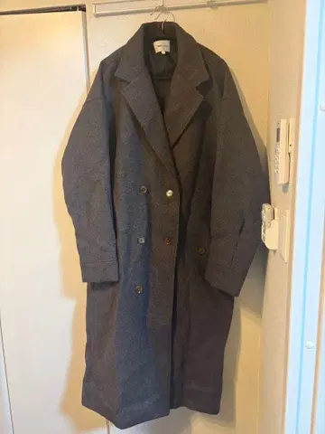 더블 브레스트 롱 코트 브라운