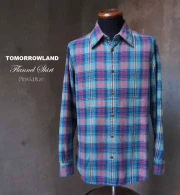 투모로우랜드 TOMORROWLAND 스카이블루 x 핑크 체크 플란넬 셔츠