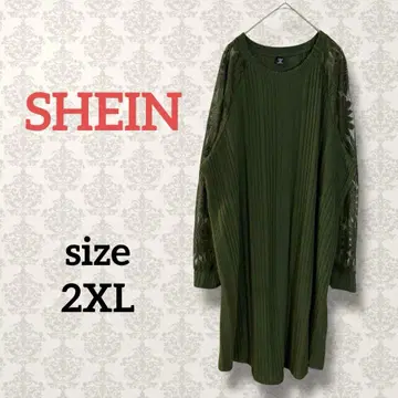 쉬인 [ 2XL ] 레이스 도킹 리브 원피스 빅 사이즈 풀오버 꽃무늬