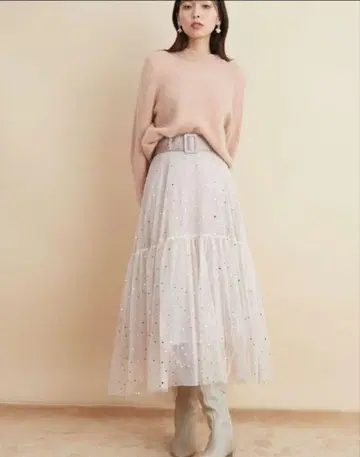 미사용 새상품 스나이델 [ S ] 라메 튤 볼륨 스커트 택 포함