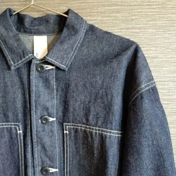 내추럴 랜드리 10oz 데님 커버올 자켓 인디고 데님