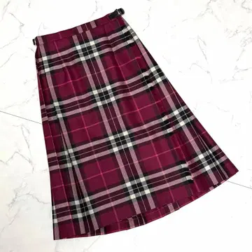 오닐 오브 더블린 울 100% 랩 스커트 체크 무늬 핑크 계열