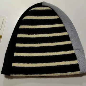 스트라이프 니트 모자 네이비 화이트 그레이