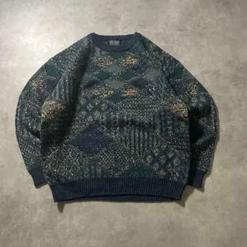 빈티지 올 패턴 기하학 무늬 디자인 레트로 니트 스웨터