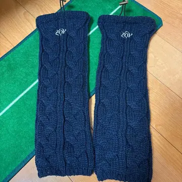 네이비 케이블 짜임 레그 워머 골프