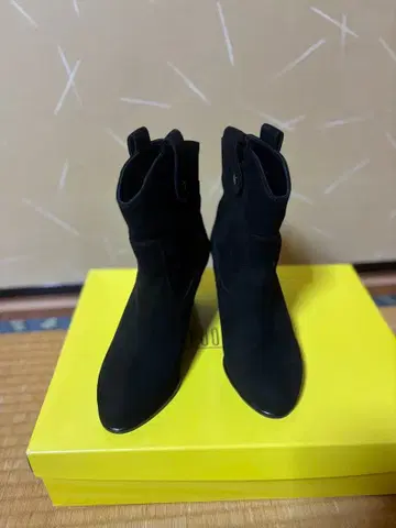 풀 사이드 2way 스웨이드 숏부츠 웨지힐 블랙 22cm