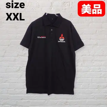 미쓰비시 자동차 100주년 기념 피케 셔츠 XXL 블랙 자수 로고