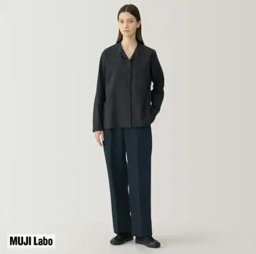 MUJI Labo 울 혼방 스트레이트 팬츠 여성 58 다크 네이비