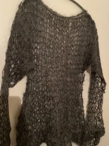 모헤어 시스루 그레이 프리 사이즈 니트 긴팔